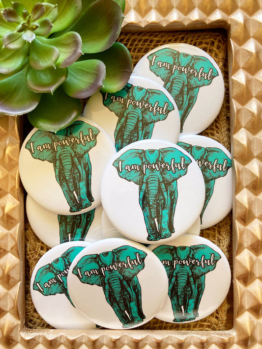 I am powerful Affirmation Pin Button-Affirmations That Stick CA